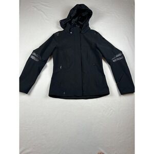 Spyder Women's Hooded Softshell Jacket Black Ski Snow Coat Size 12